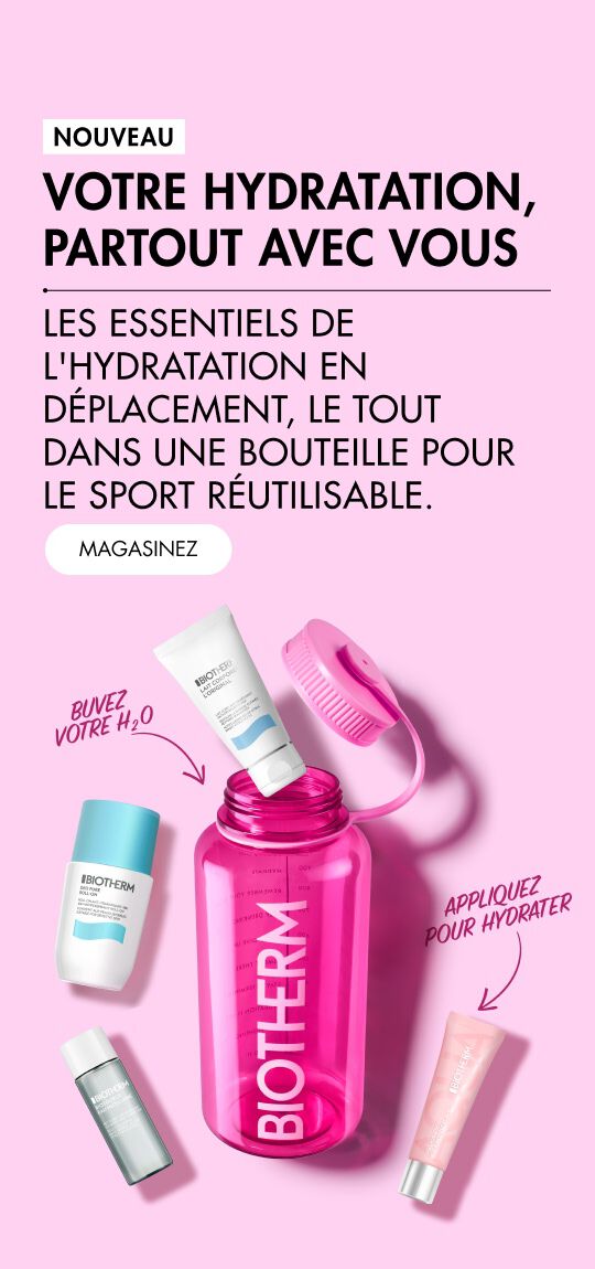 Les essentiels de l'hydratation en deplacement, le tout dans une bouteille pour le sport reutilisable.​ MAGASINEZ