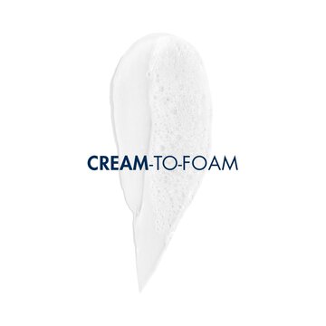 White swatch showing cream-to-foam texture with centered text: ‘CREAM-TO-FOAM’ on a white background.