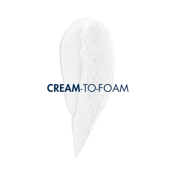 White swatch showing cream-to-foam texture with centered text: ‘CREAM-TO-FOAM’ on a white background.